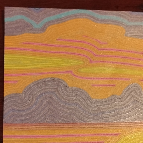 Handmade One Of A Kind Colorful Sunset Ocean Gell Pen Art Card 8.5"X11" - Picture 4 of 16